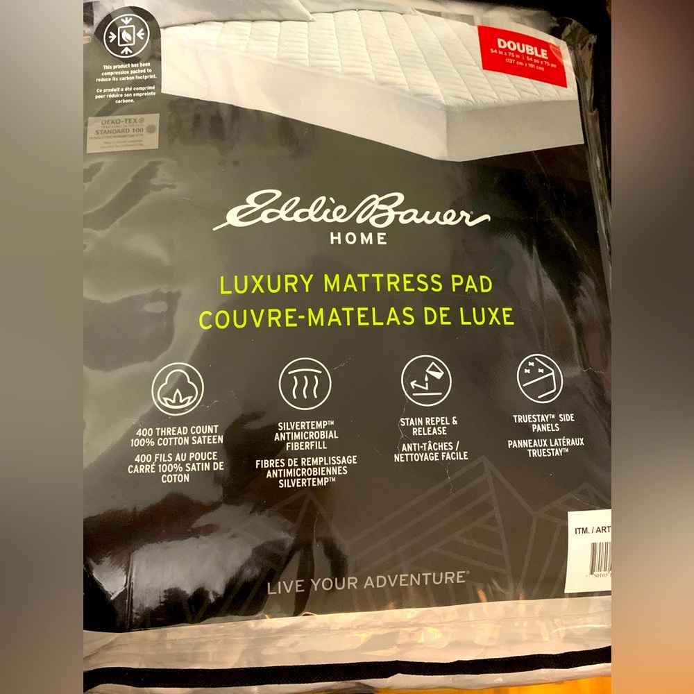 Eddie Bauer Home Luxury Mattress Pad - White